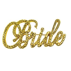 Unik Occasions Bride Rhinestone Pin in Gold
